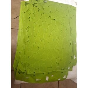 Chilewich Confetti Placemats Set of 10 Lime Green Modern Circle Vinyl Mesh